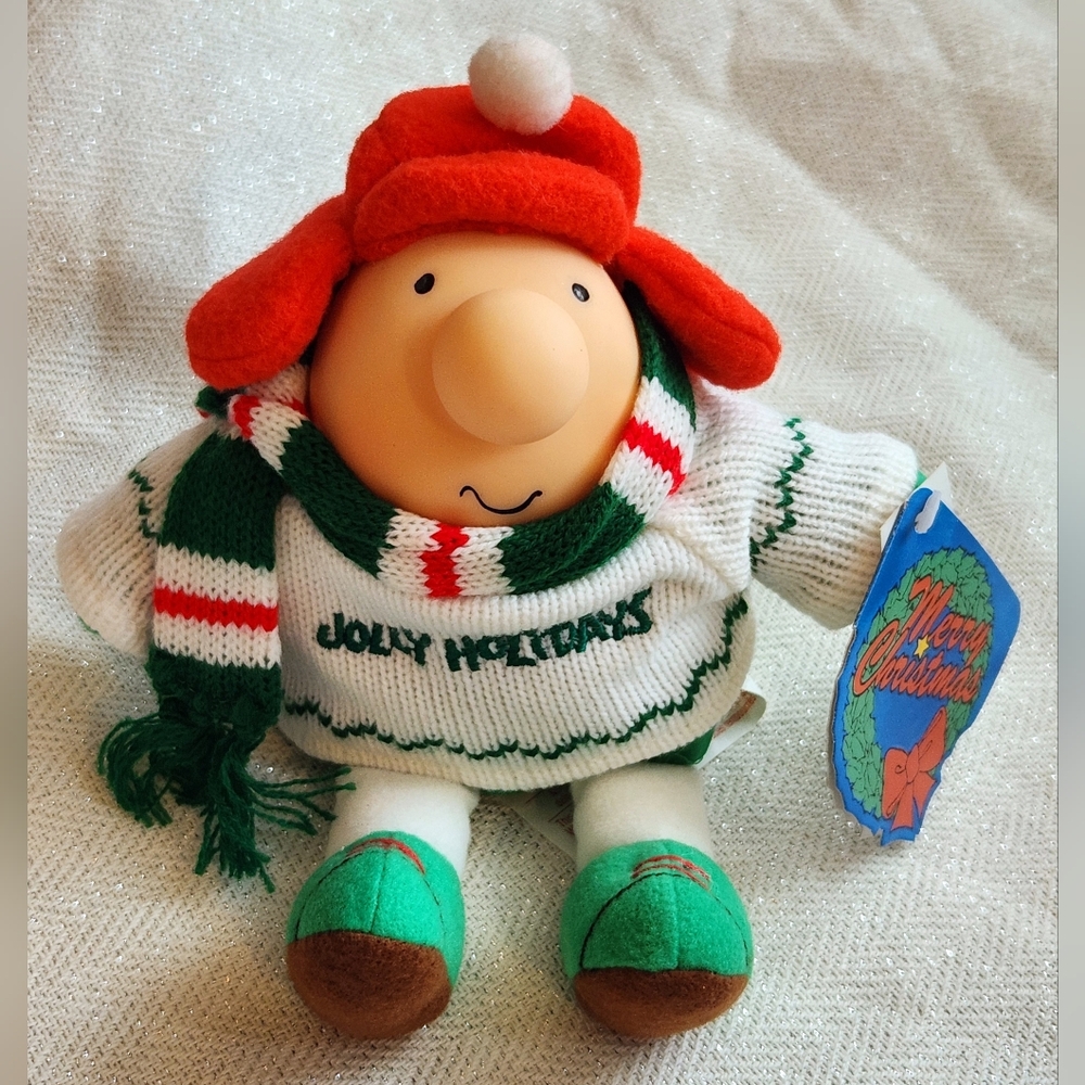 NWT Vintage Ziggy Plush Toy Jolly Holidays Embroidered Sweater Scarf Earflap Hat